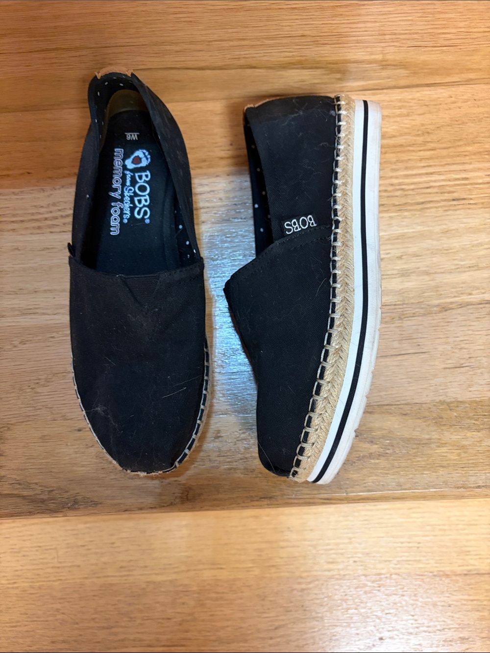 Skechers BOBS Black Canvas Espadrille Slip-On Shoes